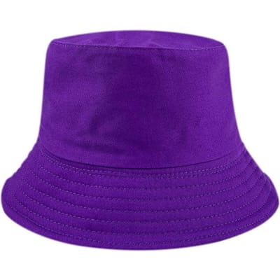 Pure katoen hoge kwaliteit dubbelzijdige vissershoed Koreaanse versie gezicht slank komvormige hoed zonbescherming bucket hat borduurwerk M（56-58cm） purple