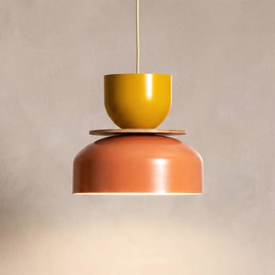 ALDEX Hanglamp Uto, koraal/geel, Ø 30 cm, metaal