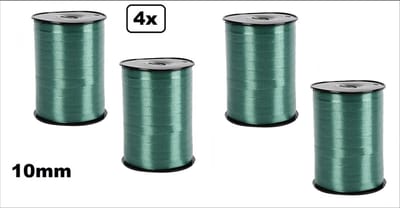 4x Krullint groen 10mm x 250meter - Vernieuwd, nu met folie beschermlaag om de rol |krullint | decoratie| thema feest| versiering