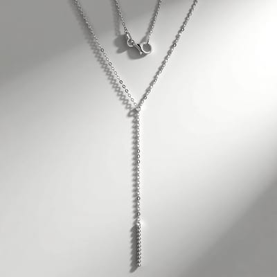 Cavill - Zilveren Halsketting 925 Sterling Zilver - Minimalistische Lariat Ketting 45 cm - Verstelbaar - Elegant & Tijdloos Dames Sieraad