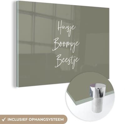 MuchoWow® Glasschilderij 120x80 cm - Schilderij acrylglas - Huisje boompje beestje - Tekst - Gezin - Quotes - Foto op glas - Schilderijen