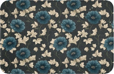 WC mat 60x40 cm - Antislip - Botanisch - Bloemen - Blauw - Toiletmat - Vloermat - Douchemat - Toilet tapijt - Toiletmatten