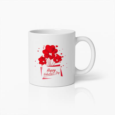 Romantische Valentijnsdag Mok – Hartjesballonnen Design – Liefdescadeau voor Haar of Hem – 330ml Keramische Koffiebeker voor Stellen