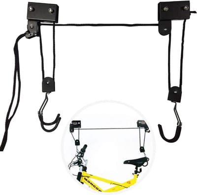 TIM® Universele Fietslift tot 57 kg - Fietshouder voor Plafondmontage - Zwart - 30cm x 16cm x 12cm