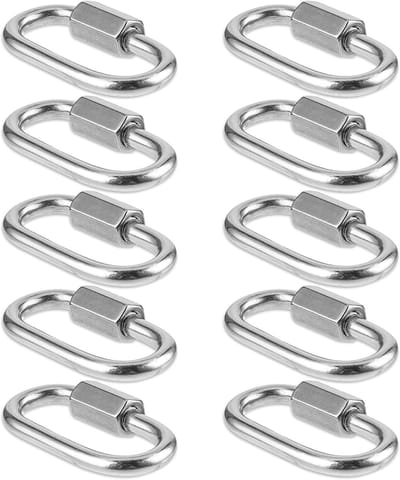 Kleine karabijnhaken, 10 stuks, 304 roestvrij staal, zware karabijnhaak, M3.5, snelschakelketting, sleutelclips met schroef, voor kamperen, wandelen, schommel, hangmat