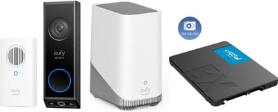 eufy Security E340 Video Doorbell met chime + HomeBase 3 S380 + 240GB SSD voor 3 jaar opslag - Bundelvoordeel