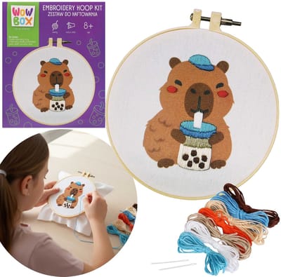 Wow Box - CAPIBARA Bubble Tea Borduurpakket, creatief pakket met borduurring 8+