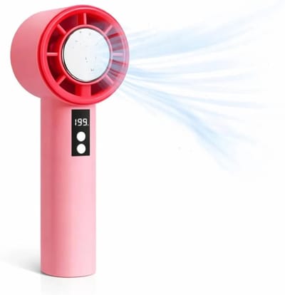 Handventilator met koelvermogen tot 5°C – oplaadbaar via USB-C en draagbaar – zakventilator voor gemakkelijk meenemen (roze)