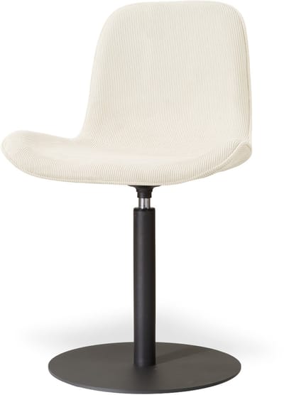 Nolon Niva-Fé Draaibare Tulp Eetkamerstoel Rib Beige - Mat Zwart Onderstel - Comfortabel - Stoffen