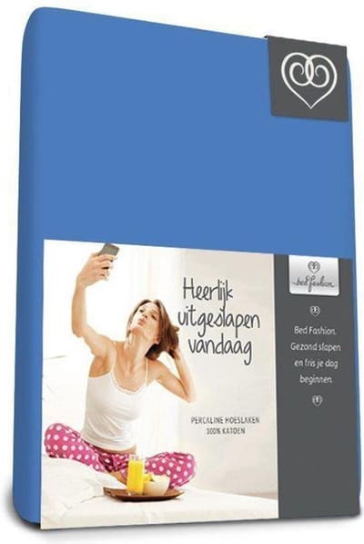 Bed-Fashion katoenen hoeslaken Medium Bleu - 80 x 200 cm - Medium Bleu