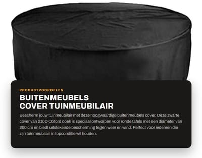 Dailygoods- Buitenmeubels Cover 210D Oxford Doek - Regendicht - Stofdicht - UV-bescherming - Ronde Tafelkleed 200 cm - Antiveroudering - Meubelafdekking