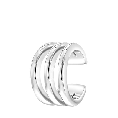 Lucardi Dames Earcuff driedubbel - Oorbellen - Cadeau - Echt Zilver - Zilverkleurig