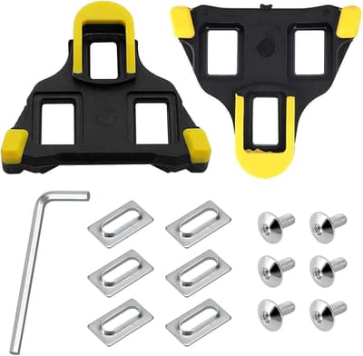 Fietsschoenplaatjes - 2-pack, hoogwaardige pedalen, compatibel met SL-schoenplaatjes, duurzaam en antislip, geschikt voor racefietsen en indoor fietsen, geel.
