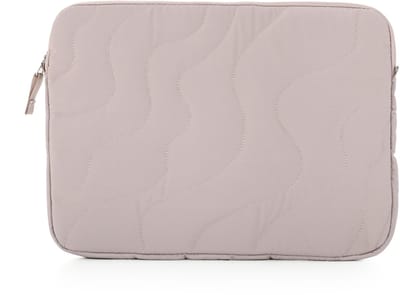 Gevoerde Laptophoes met Golvend Puffer-Design – Schokbestendige Laptop Sleeve – Zachte Beschermhoes met Stevige Ritssluiting – Modieuze Tablet & Laptop Cover - Beige