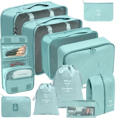 Nivard Koffer Organizer Set - Packing Cubes - Compressie - Travel - Compression - Set - Zwart 11 stuks