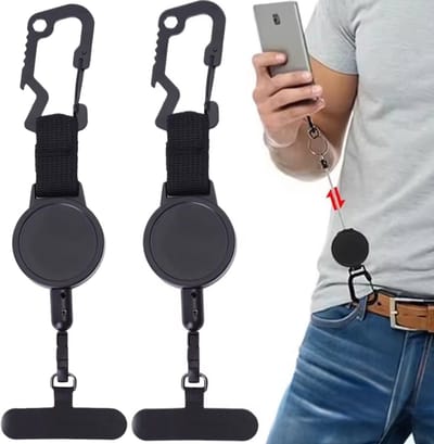 3 STUKS Anti-diefstal Telefoonhouder met Uittrekbaar Koord – Anti-valharnas Telefoonhouder voor Wandelen, Fietsen, Klimmen-Noodgeval Voorbereiding, Oorlog Pakket, Crisis Nood Uitrusting