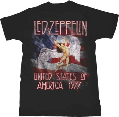 Led Zeppelin - Stars N' Stripes USA '77. Heren Tshirt - L - Zwart