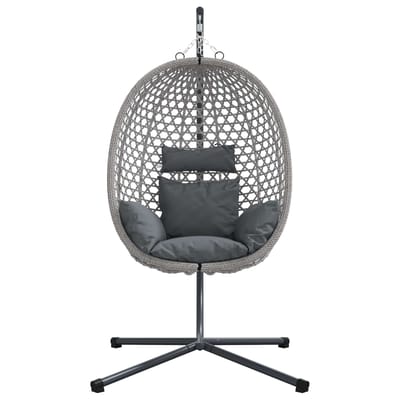 vidaXL - Hangende - ei-stoel - poly - rattan - 104 - x - 100 - x - 191 - cm - Grijs