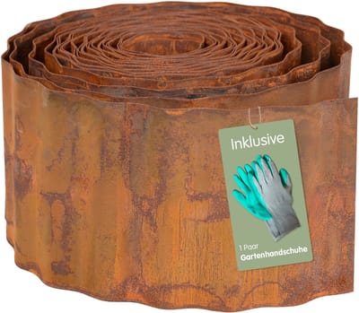 UNUS® Cortenstaal borderrand golvend in roest, tuinafboording 10x1000 cm
