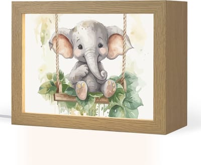 Nachtlampje 20x15 cm - Kinder lampje - Olifant - Dier - Kinderen - Jungle - Tafellamp kinderkamer - Slaapkamer lamp - Bedlamp kinderen - Kinderlampje stopcontact - Wandlamp babykamer - Nachtlampjes