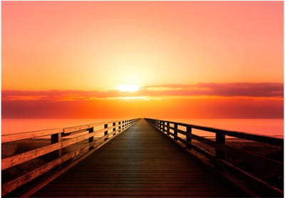 Fotobehangkoning - Behang - Vliesbehang - Fotobehang - Sunset Ceremony - 3D Brug naar het oneindige - 100 x 70 cm
