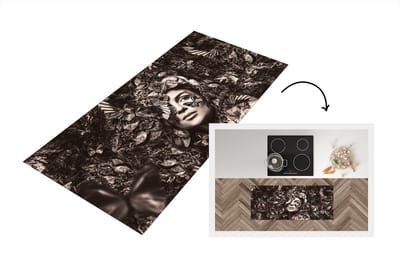 Keukenloper - Loper keuken - Vlinders - Sepia - Vrouw - 120x50 cm - Keukenloper vinyl