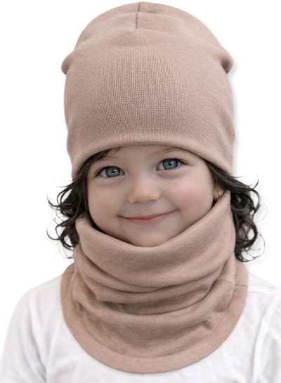Dartomik - Babymuts en Sjaal Set - Cappuccino - Oeko-Tex Gecertificeerd - Dubbele Laag