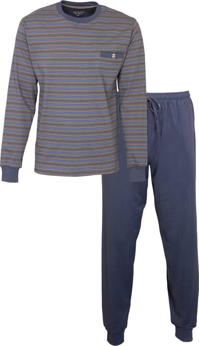 Paul Hopkins Heren Pyjama - Gestreept - Ronde Hals - Blauw - Maat L
