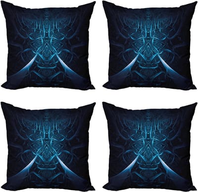 ABAKUHAUS Modern Decoratief Kussenhoes 4-pak, Abstract Spooky Effect, Modern Accent dubbelzijdige digitale print, 40 x 40 cm, blauw