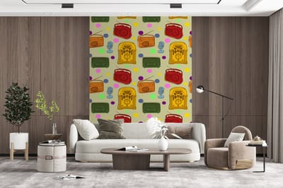 Behang - Fotobehang Vintage - Radio - Microfoon - Patroon - Breedte 165 cm x hoogte 220 cm