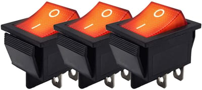 ProRide Wipschakelaar ON-OFF KCD4-202 - 2 Polig - 250V/16A - 30x22mm - Rood met controlelampje - 3 stuks