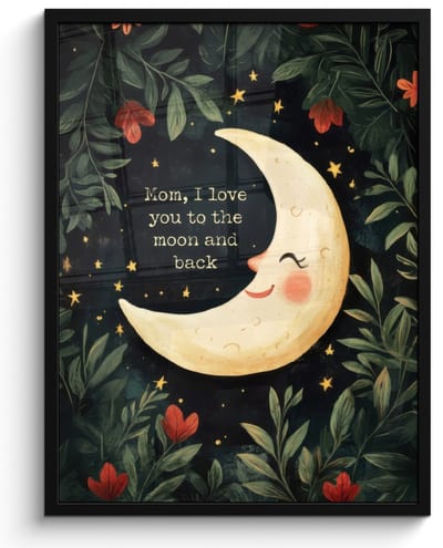Poster in lijst - Fotolijst 50x70 cm - Posters - Maan - Quote - Bloemen - Sterren - Posterlijst zwart - Decoratie - Wanddecoratie woonkamer - Muurdecoratie slaapkamer