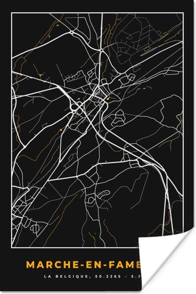 Poster Marche-en-Famenne - Kaart - Stadskaart - Goud - Plattegrond - 120x180 cm XXL