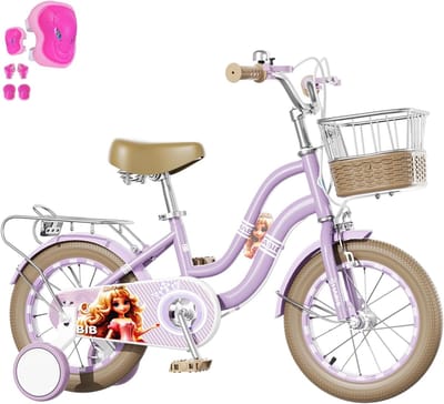 Meisjesfiets - Kinderfiets - Veilig leren fietsen - Compleet met bescherming - 12 inch - Paars