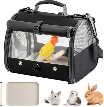 Draagtas voor dieren - Transportbox klein - Veilig vervoer - Goede ventilatie - 34 x 24.5 x 24 cm - Zwart