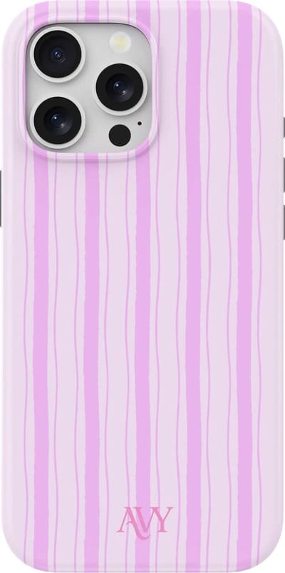 AVY Hoesje geschikt voor Apple iPhone 14 Pro Max | Pink Horizon | Strepen | Roze | Hard Shell Back Cover | Compatibel met MagSafe & Qi2