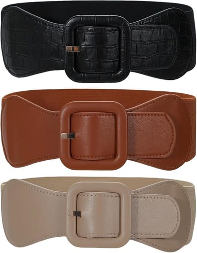 Modieuze brede elastische tailleband voor dames, rekbare riem voor jurken en blouses, 3 stuks, 75 x 6 cm