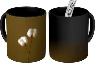 Magische Mok - Foto op Warmte Mokken - Koffiemok - Takken - Katoen - Wit - Bollen - Magic Mok - Beker - 350 ML - Theemok