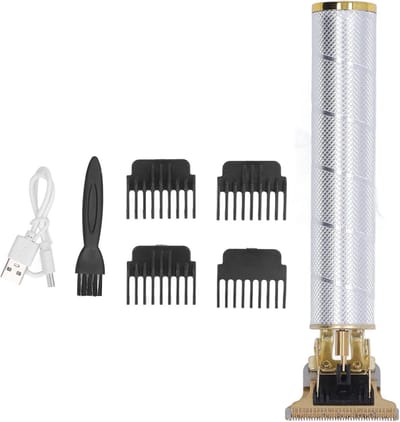 Haarknipper Trimmer Set - Gereedschap Set - Thuis Kapsel Maken - Aluminium Behuizing - 4 Opzetkammen - Draad Zilver