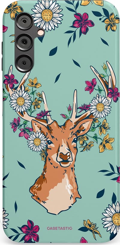 Casetastic Hoesje Geschikt voor Samsung A14 (5G/4G) - Stijlvolle Beschermende Duo-layer Case - Gewei bloesem