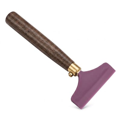 Roze en houtkleurig leergereedschap lijm verdeler tool unisex handmatige lijm applicator met houten handvat en platte verdeelkop voor leer bewerking en knutselwerk