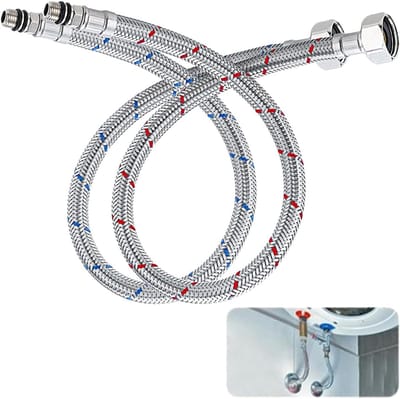 Armour Hose - 2 Pieces - 3/8 Inches - Flexible Hose - Stainless Steel Connection Hose 60 cm - Water Hose Extension G3/8 x M10 - Connecting Hose Fixture voor Keuken en Badkamerkranen