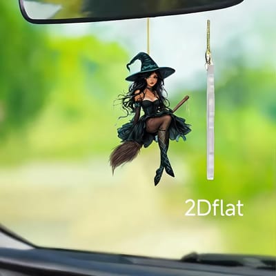 1 Stuk Heks op Bezemsteel 2D Platte Auto Achteruitkijkspiegel Hangend Ornament, Geschikt voor Sleutelhangers, Auto's en Rugzakken Decoraties yellow