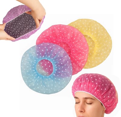 Badmuts I Douchemuts I Shower Cap I Douchecap I Siliconen I Set Van 3 stuks I Roze Geel & Bauw