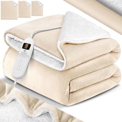 Dubbelzijdige Elektrische Deken van Sherpa-Fleece met Timer en 9 Temperatuurniveaus