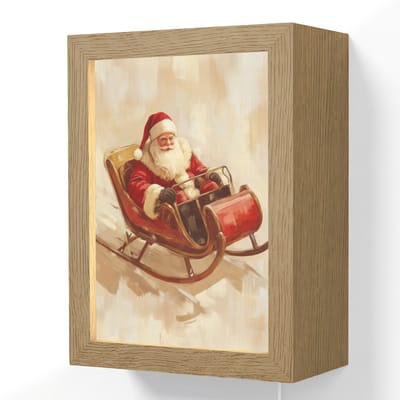 Wandlamp 15x20 cm - Oplaadbaar - Kerst - Slee - Kerstman - Wandlampen binnen woonkamer - Slaapkamer lamp met kabel - Decoratieve nachtlamp - Vloerlamp snoer