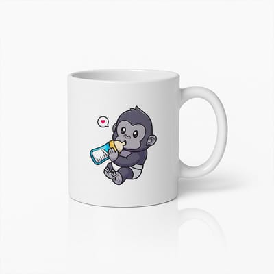 Baby Gorilla Mok – Schattige Cartoon Beker voor Dierenliefhebbers en Kinderen