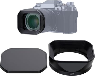 Metaal vierkante lenskap voor Fujifilm lenzen, geschikt voor XF 16-50mm, XF 33mm en XF 23mm, bescherming tegen licht en schaduw, ideaal voor XT5, XT4 en XH2 camera's.