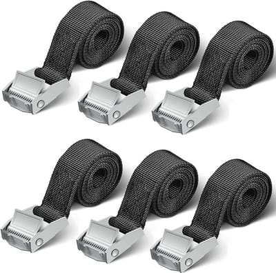 Robuuste Spanbanden 250 kg - Korte Sjorbanden 0,5 m, 1 m, 2 m - Set van 6 Stuks voor Motorfiets en Fietsendrager