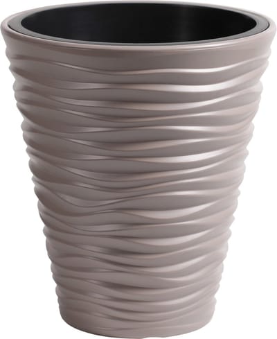 Prosperplast Plantenpot/bloempot Sand Dunes - buiten/binnen - kunststof - beige - D35 x H38 cm - met binnenpot